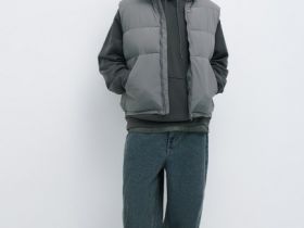 Жилет с воротником-стойкой и накладными карманами, Зеленый