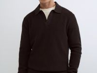 Текстурное вязаное поло, Коричневый