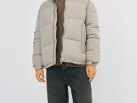 Утеплённая куртка с воротником-стойкой, Бежевый