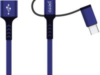Кабель Pero DC-06 USB to Apple Lightning/microUSB/USB-C 2m Blue