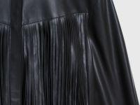 Рубашка из искусственной кожи с бахромой, Коричневый