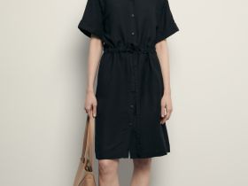 Платье А-силуэта с поясом на кулиске