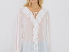 Блузка с рюшами, Белый