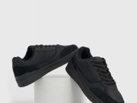 Кроссовки со вставками из натуральной замши, Черный