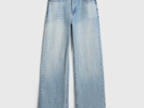 Широкие джинсы с высокой посадкой, Голубой