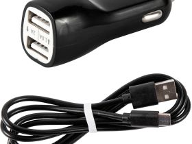 Автомобильное зарядное устройство Red Line AC2-20 USB/USB с кабелем USB-C 10 Вт Чёрное
