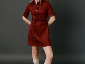 Платье мини из искусственной замши, Оранжевый