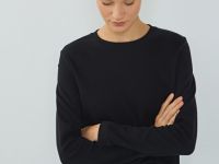 Лонгслив из плотного интерлока, Черный