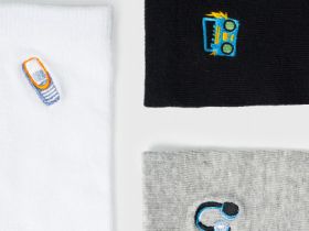 Высокие носки с вышивкой для мальчиков, 3 пары, Мультицвет