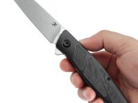 Складной нож Kansept Cru stonewash сталь S35VN, рукоять Blackwash Titanium/Twill Carbon Fiber