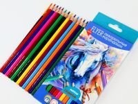 Набор карандашей акварельных FLYER "СТРЕКОЗЫ" + кисточка, круглая форма, толщина грифеля 3 мм