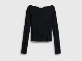 Джемпер с эффектом жатости, Черный