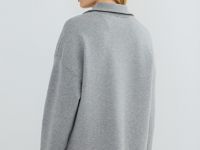 Джемпер с воротником-стойкой на молнии, Серый