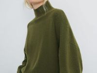 Свитер из мягкой пряжи с шерстью, Зеленый