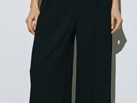 Прямые брюки со складками, Черный