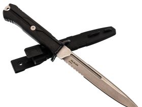 Тактический нож Mr.Blade Leshiy serrated blackwash, сталь AUS-8, рукоять Black Elastron
