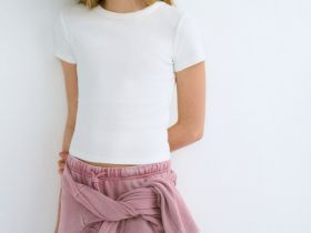 Футболка в рубчик для девочек, Белый