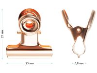 Зажимы-бульдоги для бумаг Meshu "Rose Gold" 6 шт 25 мм, бокс с европодвесом
