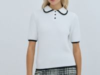 Джемпер-поло с коротким рукавом, Белый