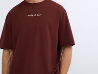 Пижамная футболка с текстовым принтом, Красный