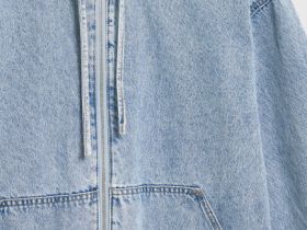 Джинсовая куртка на молнии с капюшоном, Голубой