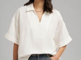 Свободная блузка изо льна и вискозы