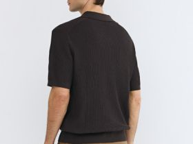 Поло из текстурной ткани, Коричневый