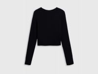 Лонгслив в рубчик для девочек, Черный