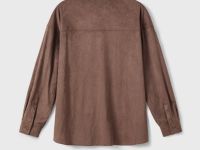 Коричневая рубашка оверсайз из искусственной замши Глория Джинс