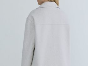 Короткое двубортное пальто, Бежевый