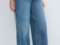 Широкие джинсы из плотного денима с обвесом, Синий