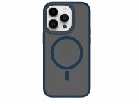 Чехол-накладка Wiwu Magsafe (FGG-011) для Apple iPhone 15 пластиковый прозрачно-черный (синяя рамка)