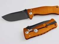 Нож складной LionSteel SR1A OB ORANGE, сталь D2 Black Finish, рукоять алюминий (Solid®), оранжевый
