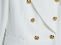 Двубортный приталенный жакет, Белый