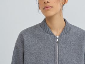 Бомбер из пальтовой ткани, Серый