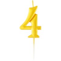 Свеча для торта с держателем MESHU "Цифра 4", 5,2 см, золотая
