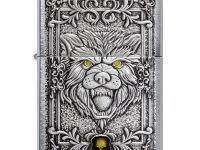 Зажигалка ZIPPO Wolf Emblem с покрытием Brushed Chrome, латунь/сталь, серебристая, 36x13x57 мм