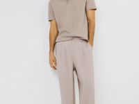 Поло из текстурированной ткани, Бежевый