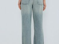 Прямые джинсы средней посадки с отворотами, Голубой