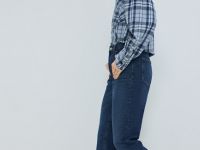 Прямые джинсы с высокой посадкой, Синий