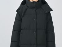 Утеплённая куртка с капюшоном, Черный