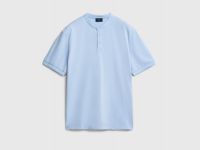 Поло с воротником-стойкой, Голубой