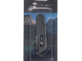 Нож перочинный Stinger 89 мм, 15 функций, черный, в блистере
