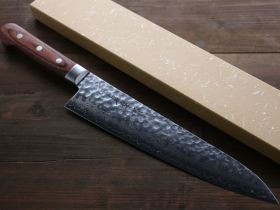 Поварской кухонный шеф-нож Sakai Takayuki 24 см, сталь VG-10 в обкладках из дамасской стали, рукоять махагон