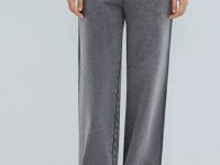 Базовые широкие брюки с эффектом стирки, Серый