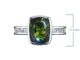 Кольцо из белого золота с бриллиантами и хромдиопсидом э4736кц03260351