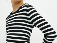 Джемпер в полоску с завязками для девочек, Черный