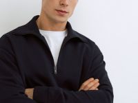 Свитшот с воротником-стойкой на молнии, Синий