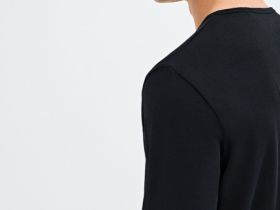 Лонгслив с воротником хенли, Черный