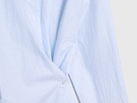 Асимметричная рубашка из хлопка, Голубой